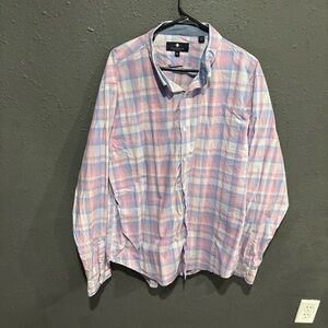 Men's Pink and Blue Argyle Culture Plaid Shirt